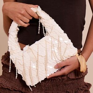 Elegant Cream Sequin Women's Bag